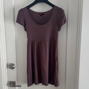 Forever 21 Short Sleeve Scoop Neck Babydoll Dress - Mauve Brown
